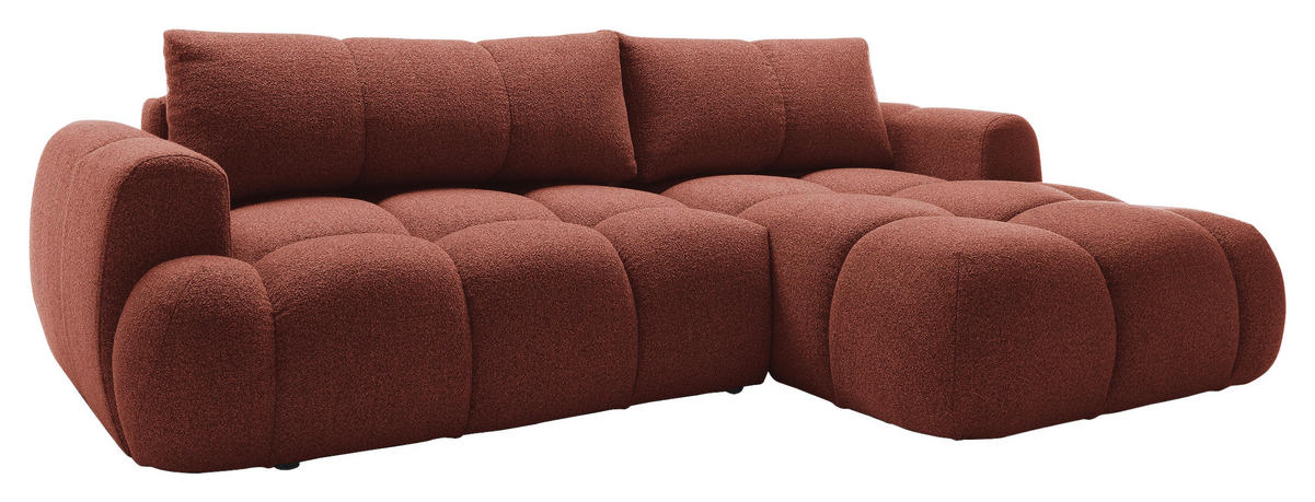 ECKSOFA Dunkelorange Struktur  - Dunkelorange/Schwarz, KONVENTIONELL, Kunststoff/Textil (272/172cm) - Carryhome