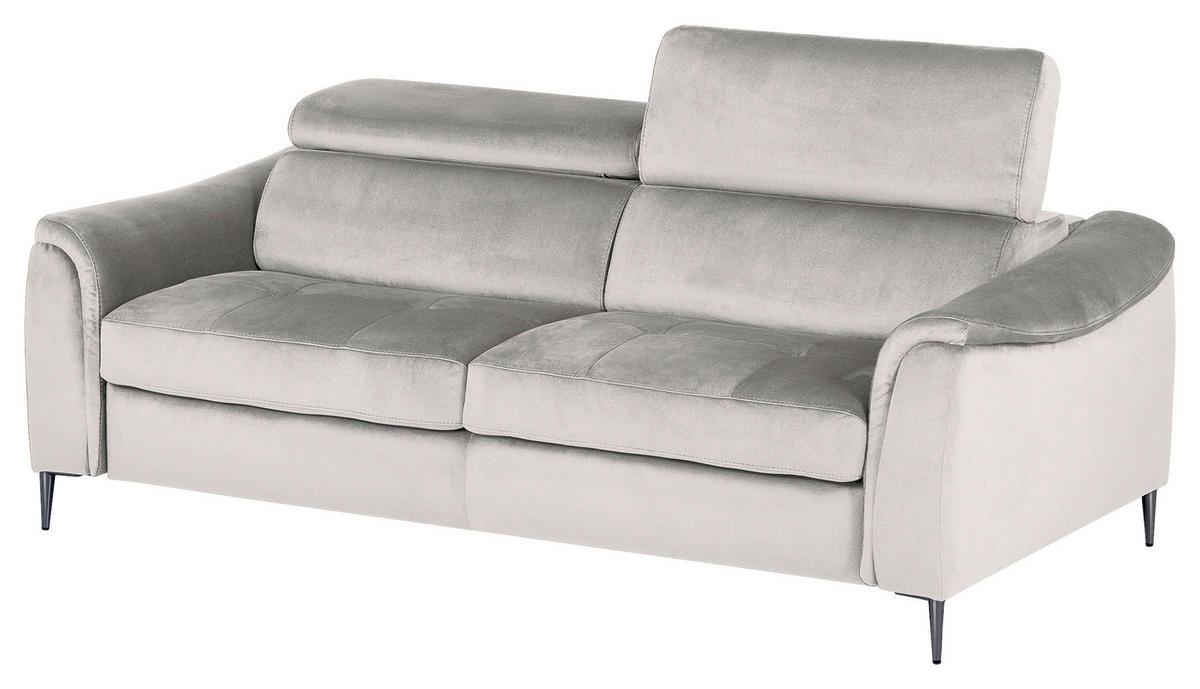 SCHLAFSOFA in Textil Hellgrau  - Chromfarben/Hellgrau, Design, Textil/Metall (203/77-98/103cm) - MID.YOU