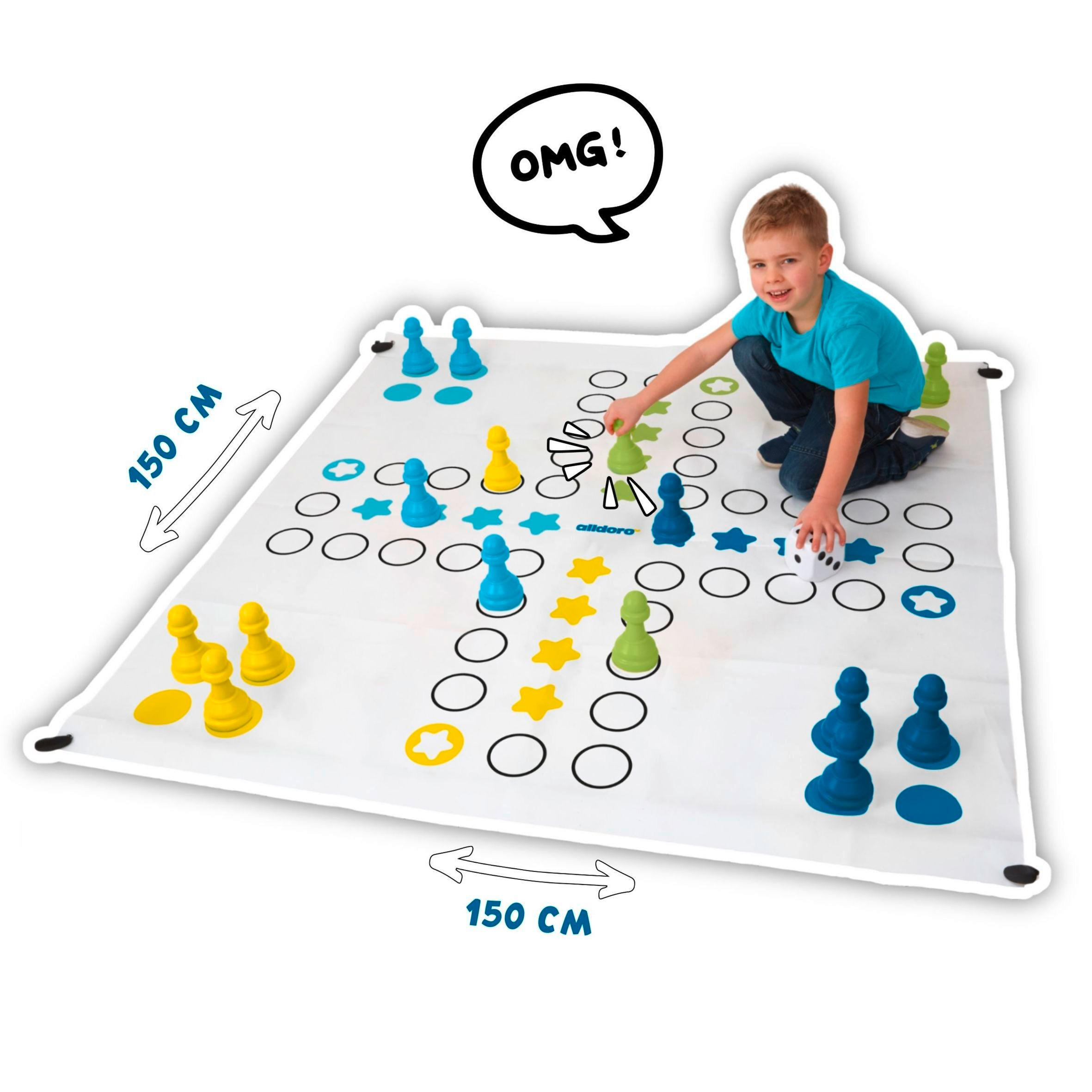 OUTDOORSPIEL XXL Ludo - Multicolor, Basics, Kunststoff/Textil (150/150cm) - alldoro