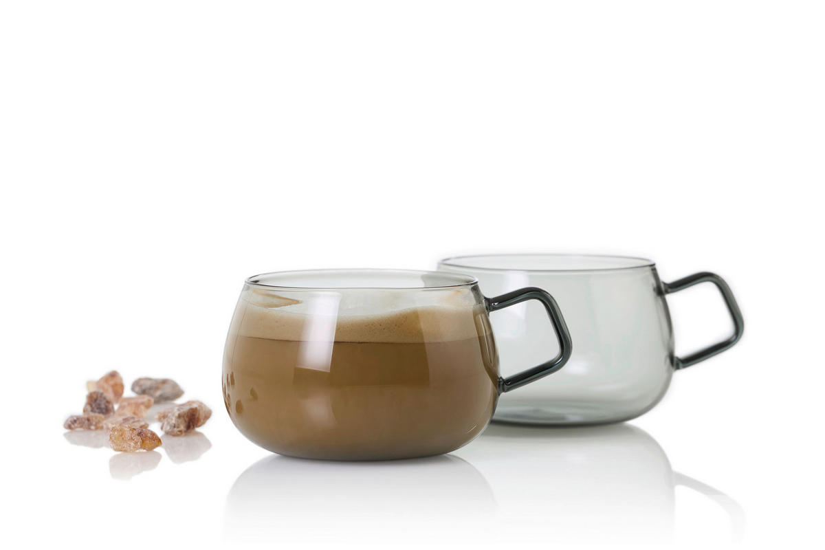 TEEGLÄSERSET  2-teilig  - Grau, Design, Glas (10/6,5cm) - AdHoc