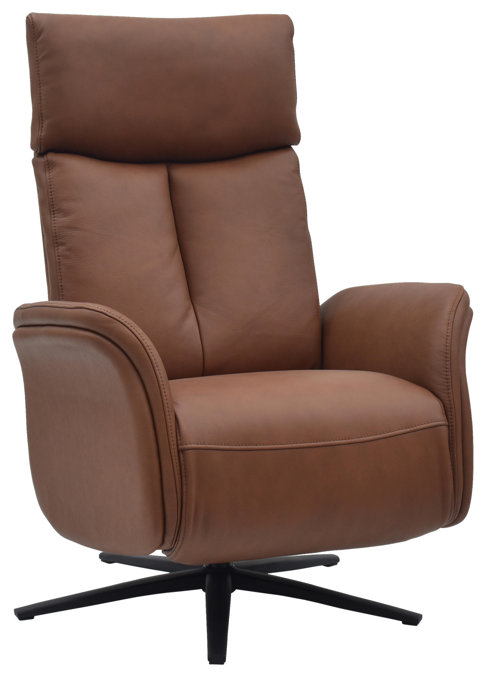 RELAXSESSEL Lederlook Echtleder    - Cognac/Schwarz, Design, Leder/Holz (75/109/84/148/84cm) - Livetastic