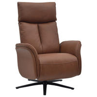 RELAXSESSEL Lederlook Echtleder    - Cognac/Schwarz, Design, Leder/Holz (75/109/84/148/84cm) - Livetastic