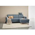 ECKSOFA Blau Flachgewebe  - Blau/Buchefarben, KONVENTIONELL, Holz/Textil (241/166cm) - Carryhome