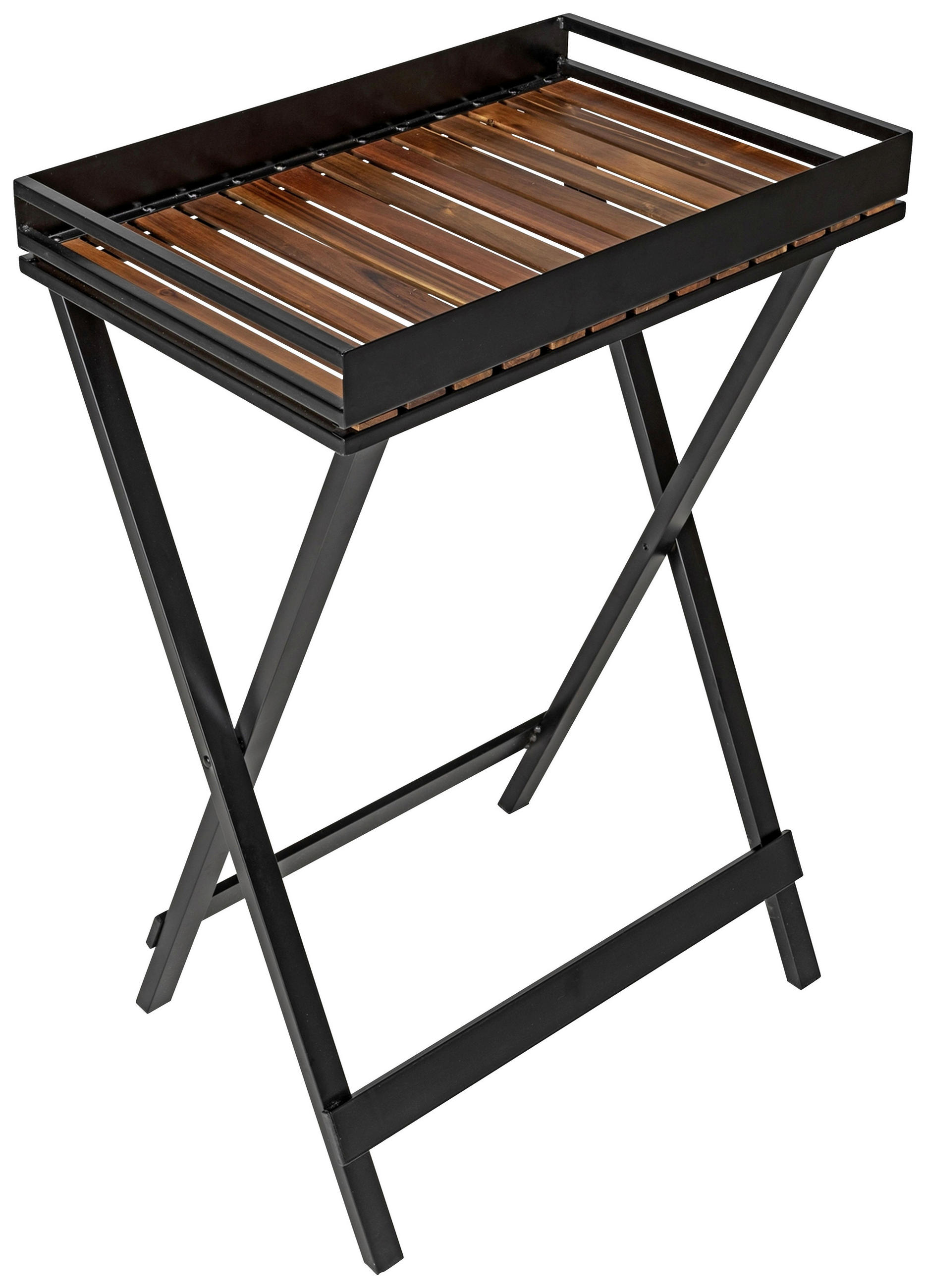 KLAPPTISCH Akazie rechteckig Schwarz, Akaziefarben  - Schwarz/Akaziefarben, Basics, Holz/Metall (60/89/42cm) - Wenko