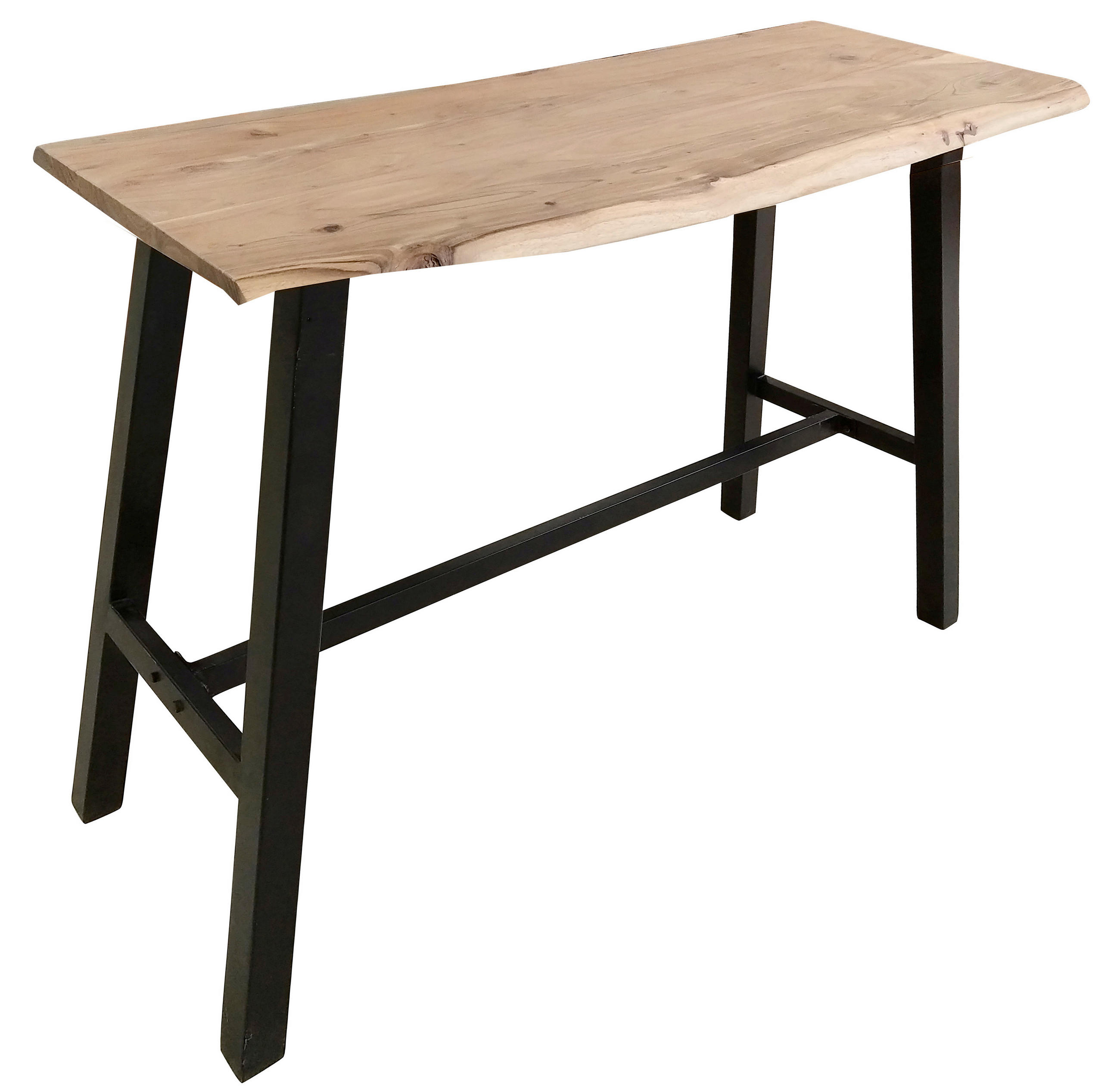 STEHTISCH Akazie massiv Naturfarben, Schwarz  - Schwarz/Naturfarben, MODERN, Holz/Metall (124/51/112cm) - MID.YOU