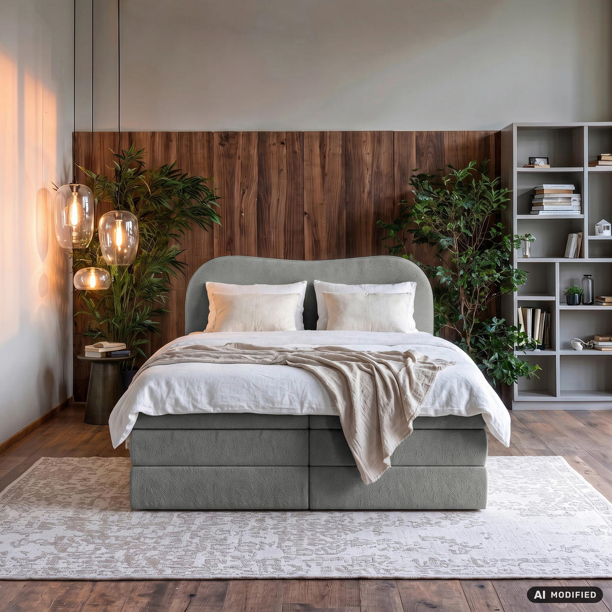 BOXSPRINGBETT 140/200 cm,  in Dunkelgrau, gepolstertes Kopfteil, Bettkasten, Topper, Matratzen, H3 + H3 = fest  - Dunkelgrau/Schwarz, Design, Holz/Holzwerkstoff (140/200cm) - Chameo