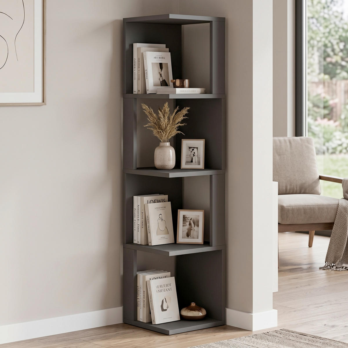 REGAL Anthrazit  - Anthrazit, Design, Holzwerkstoff (30/128/30cm) - Livetastic