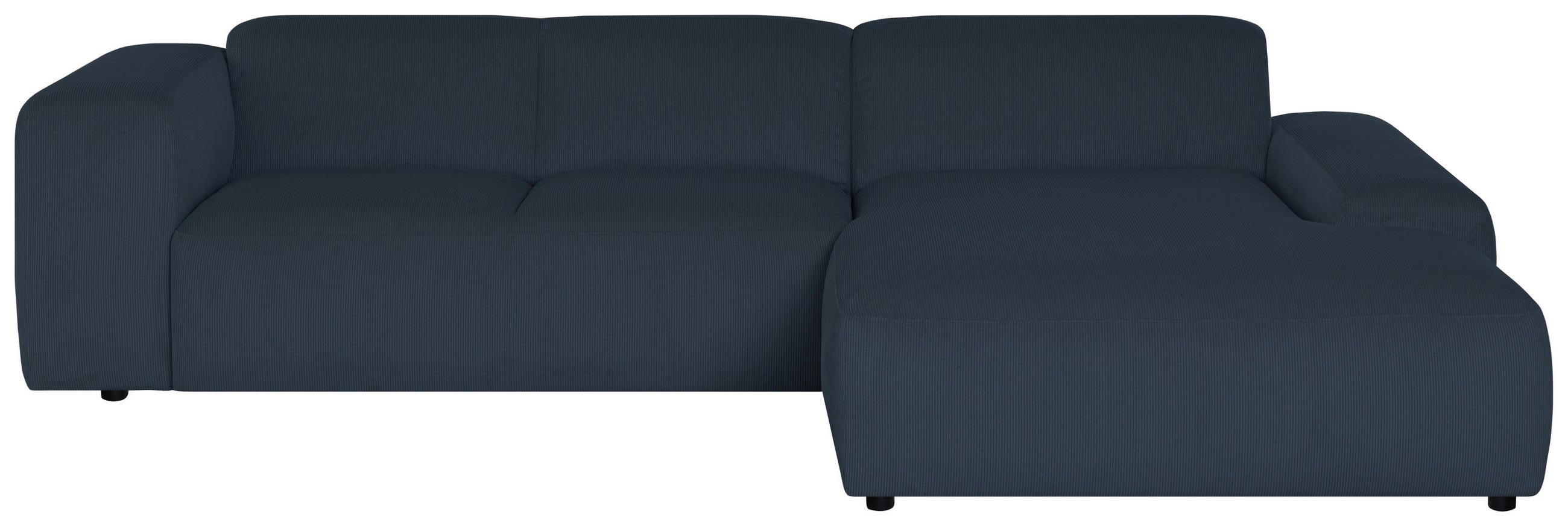 ECKSOFA HANNAH Blau Cord  - Blau/Schwarz, Design, Kunststoff/Textil (304/200cm) - MID.YOU