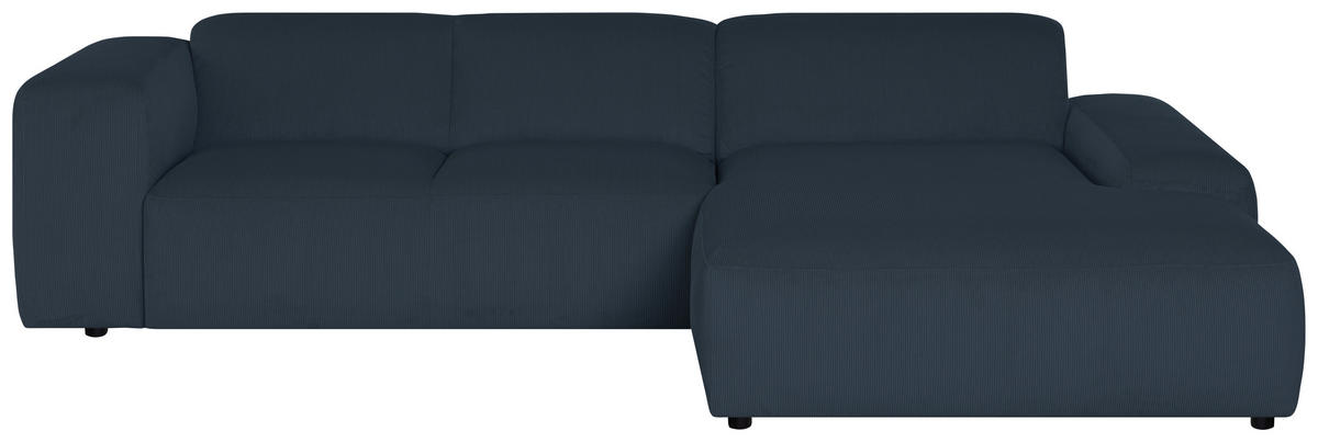 ECKSOFA HANNAH Blau Cord  - Blau/Schwarz, Design, Kunststoff/Textil (304/200cm) - MID.YOU