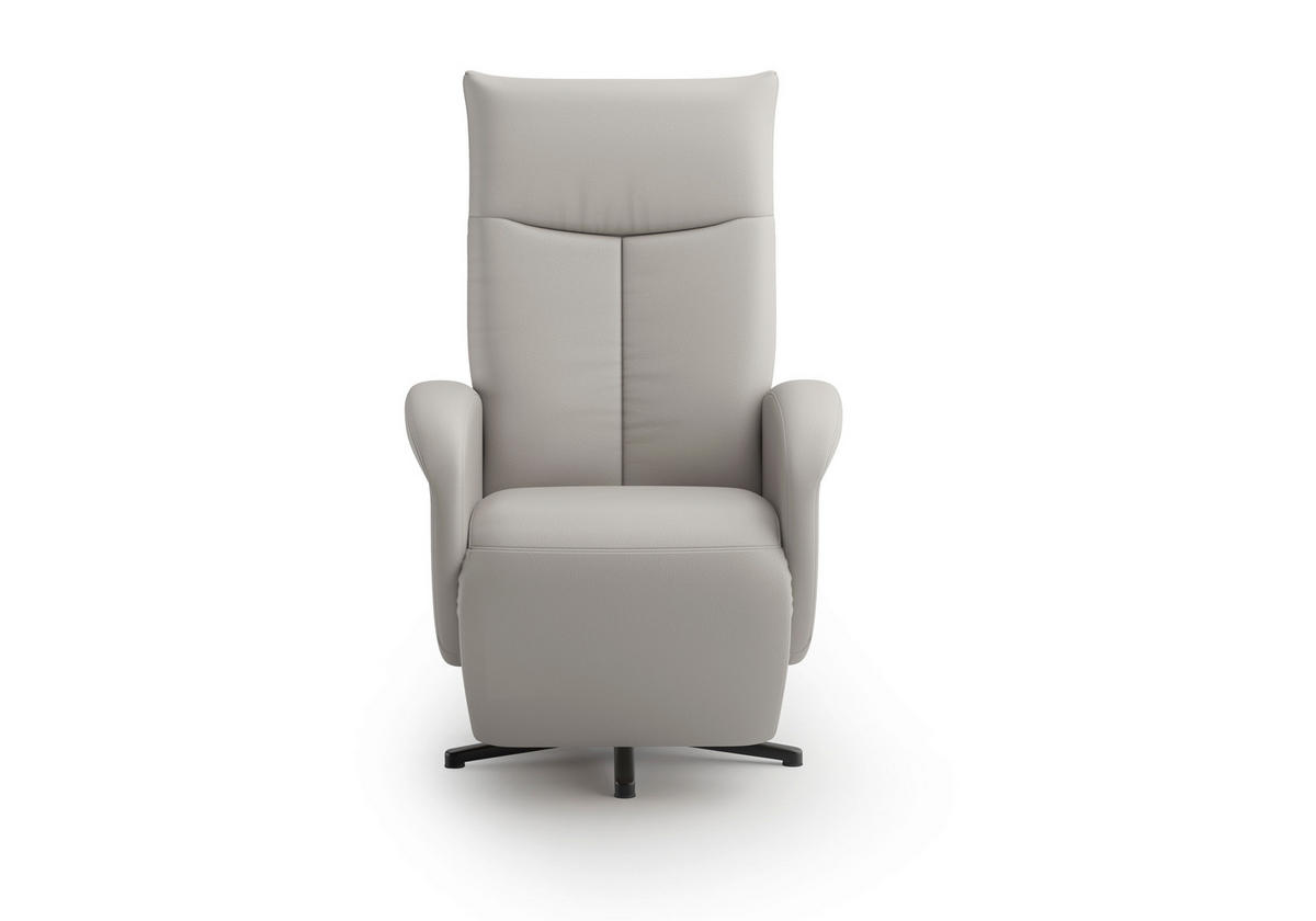 DREHSTUHL Hellgrau  - Hellgrau/Schwarz, MODERN, Leder/Metall (75/112/82cm) - Sit & More