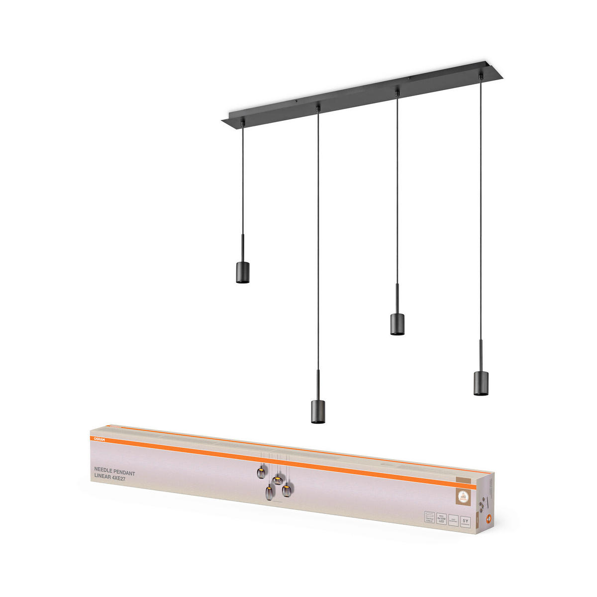 ohne Gläser 95/4,2/200 cm  - Dunkelgrau, Basics, Metall (95/4,2/200cm) - Osram