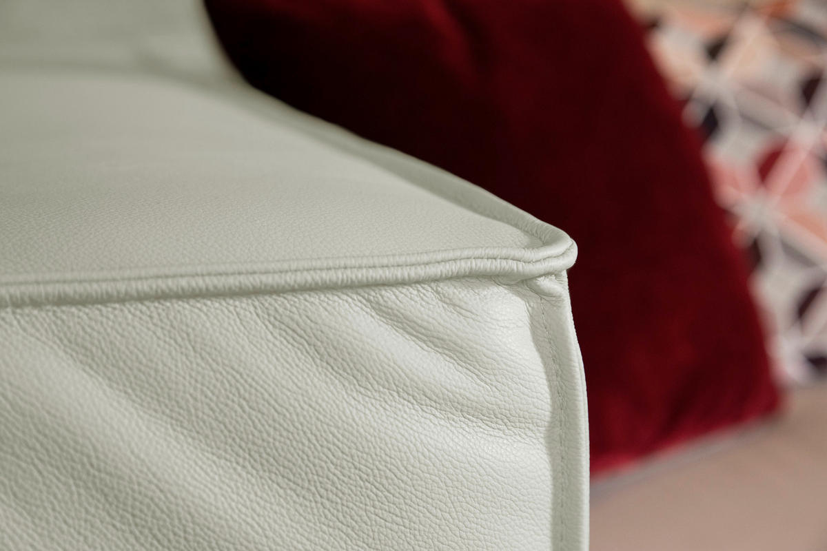 ECKSOFA in Echtleder Weiss  - Weiss/Schwarz, Modern, Leder/Kunststoff (300/164cm) - W.Schillig