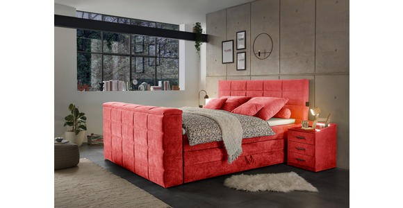 BOXSPRINGBETT 180/200 cm in Rot - Rot, KONVENTIONELL, Textil (180/200cm) - Carryhome