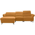 ECKSOFA in Echtleder Gelb  - Gelb/Schwarz, Natur, Leder/Metall (199/285cm) - Valnatura