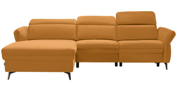 ECKSOFA in Echtleder Gelb  - Gelb/Schwarz, Natur, Leder/Metall (199/285cm) - Valnatura