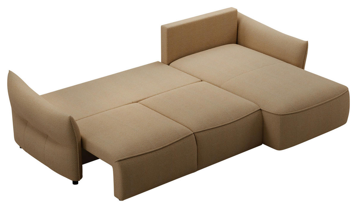 ECKSOFA Braun Webstoff Rückenkissen, Bettkasten, Schlaffunktion, Rücken echt, Liegefläche im Originalstoff  - Schwarz/Braun, KONVENTIONELL, Kunststoff/Textil (306/179cm) - Milino