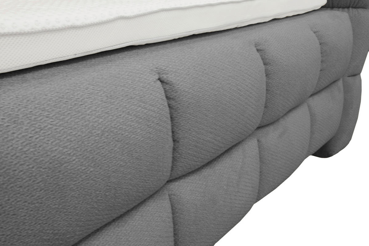 BOXBETT 140/200 cm,  in Grau, Bettkasten, Topper, H3 + H3 = fest  - Schwarz/Grau, Trend, Textil/Metall (140/200cm) - Esposa