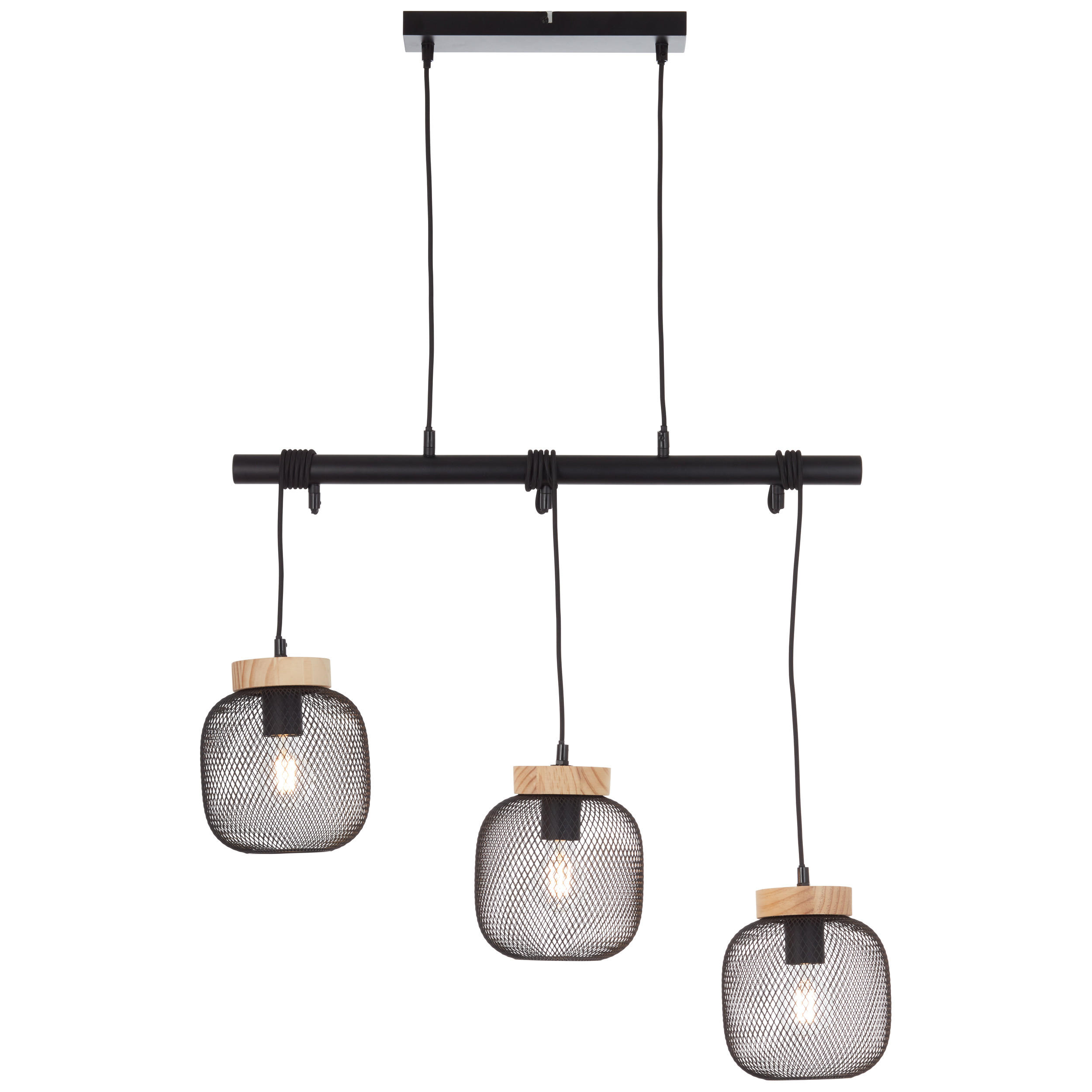 PENDELLEUCHTE 68/18/177 cm    - Schwarz/Kieferfarben, Basics, Holz/Metall (68/18/177cm) - Brilliant