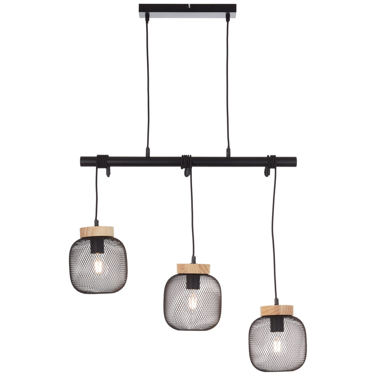 PENDELLEUCHTE 68/18/177 cm    - Schwarz/Kieferfarben, Basics, Holz/Metall (68/18/177cm) - Brilliant