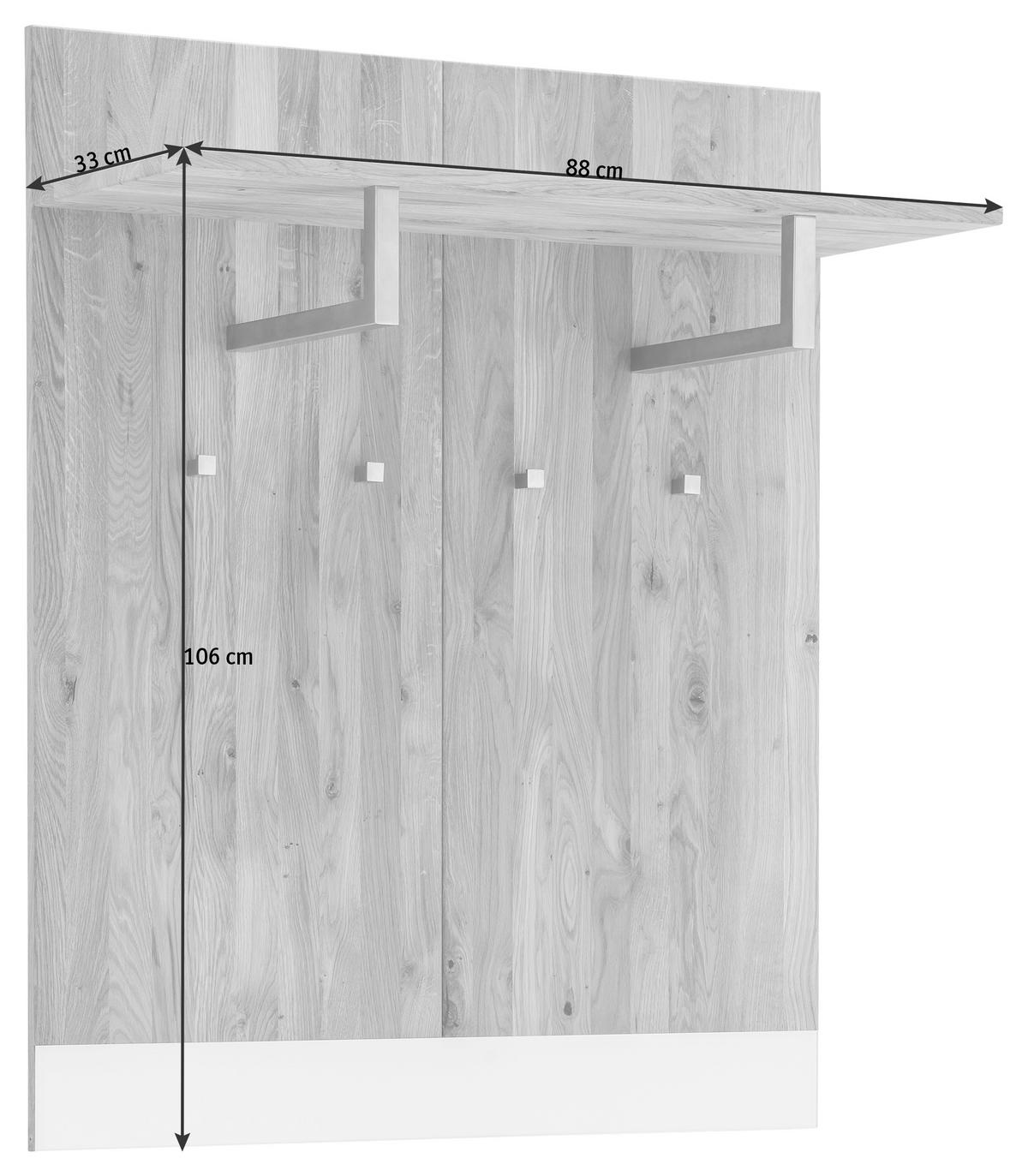 GARDEROBENPANEEL  in 88/106/33 cm  - Eichefarben/Weiß, MODERN, Glas/Holz (88/106/33cm) - Linea Natura