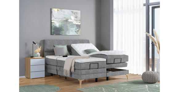 BOXSPRINGBETT 180/200 cm in Grau - Eichefarben/Grau, KONVENTIONELL, Holz/Textil (180/200cm) - Voleo