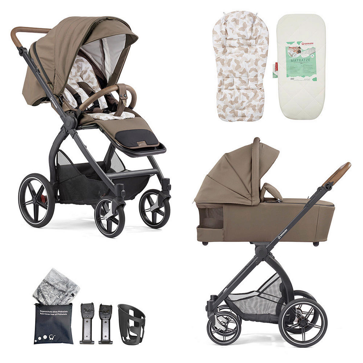 KOMBIKINDERWAGEN FX4 Swing Set  - Beige/Creme, Basics, Textil (100/55/130cm) - Gesslein