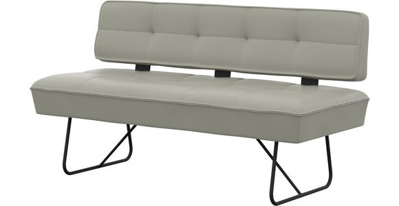 SITZBANK in Metall, Leder Hellgrau  - Hellgrau/Schwarz, Design, Leder/Metall (165/88/66cm) - Moderano