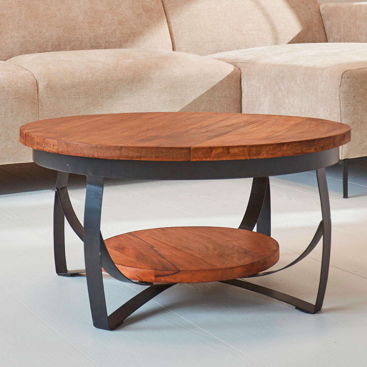COUCHTISCH in Holz 70/70/35 cm  - Schwarz/Braun, MODERN, Holz/Metall (70/70/35cm) - MID.YOU