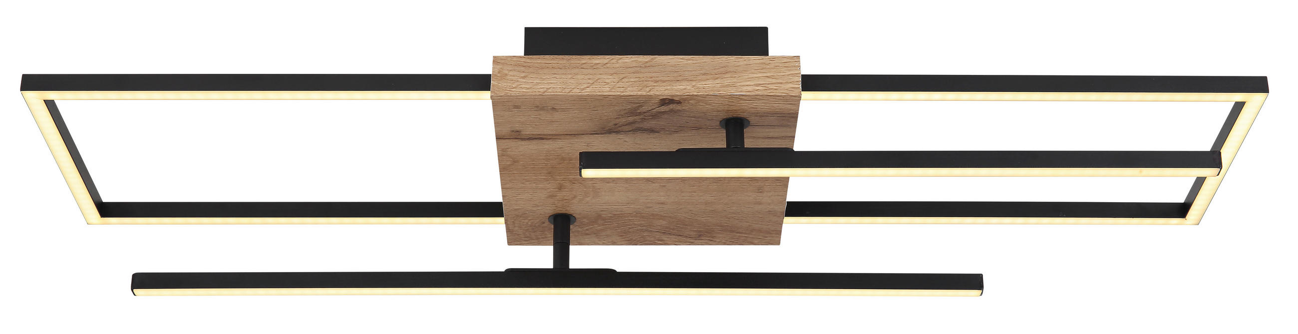 LED-DECKENLEUCHTE 80/20/11,5 cm   - Dunkelbraun/Opal, Design, Holzwerkstoff/Kunststoff (80/20/11,5cm) - Globo