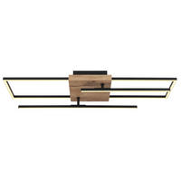 LED-TAKLAMPA 24 W 80/20/11,5 cm  - opal/svart, Design, metall/trämaterial (80/20/11,5cm) - Globo