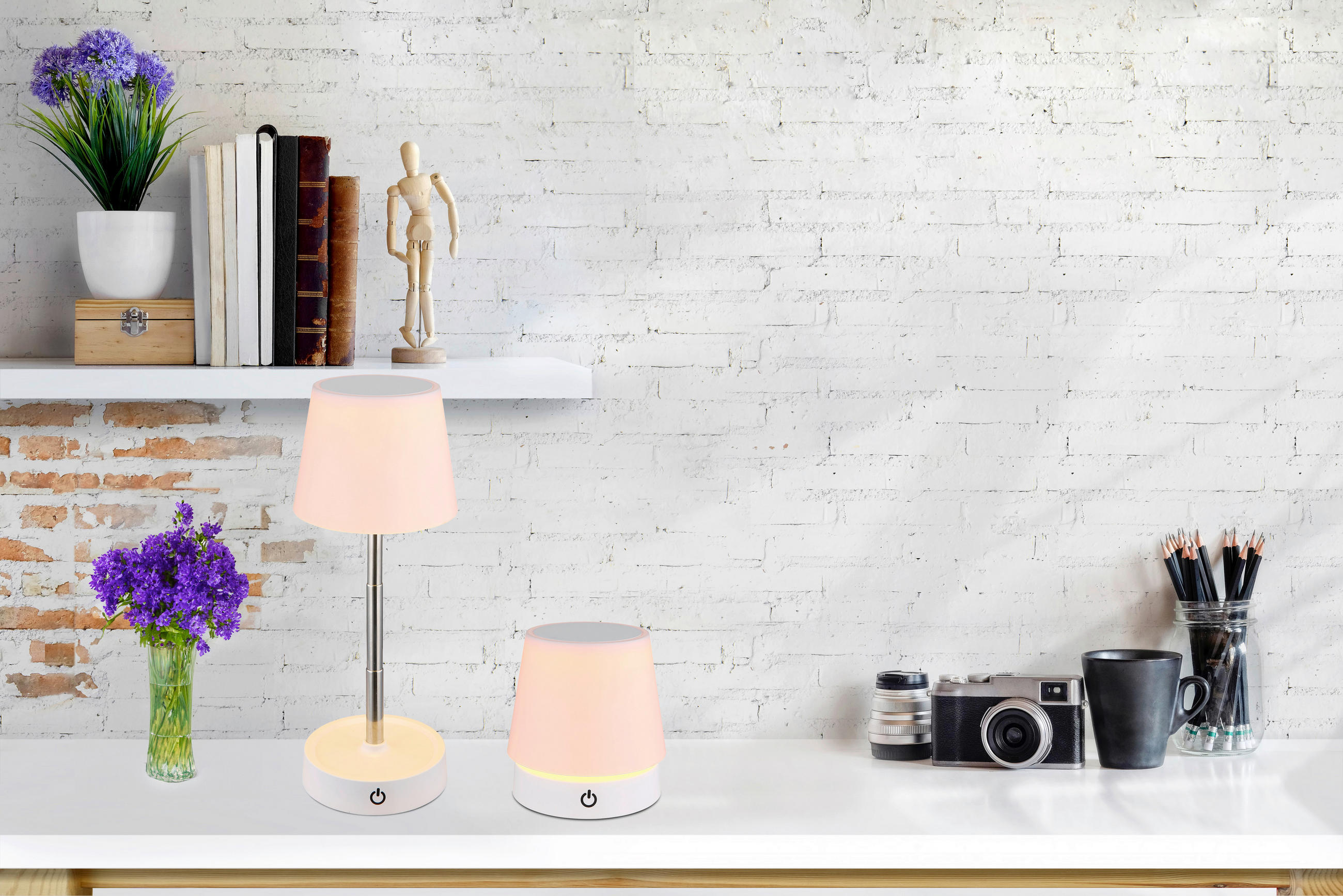 LED-TISCHLEUCHTE - Chromfarben/Weiss, Konventionell, Kunststoff/Metall (10,6/10,5-28cm) - Globo