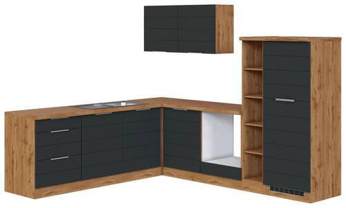 ECKKÜCHE 240/270 cm  in Grau, Eiche Wotan  - Eiche Wotan/Grau, Design, Holzwerkstoff/Metall (240/270cm) - Held