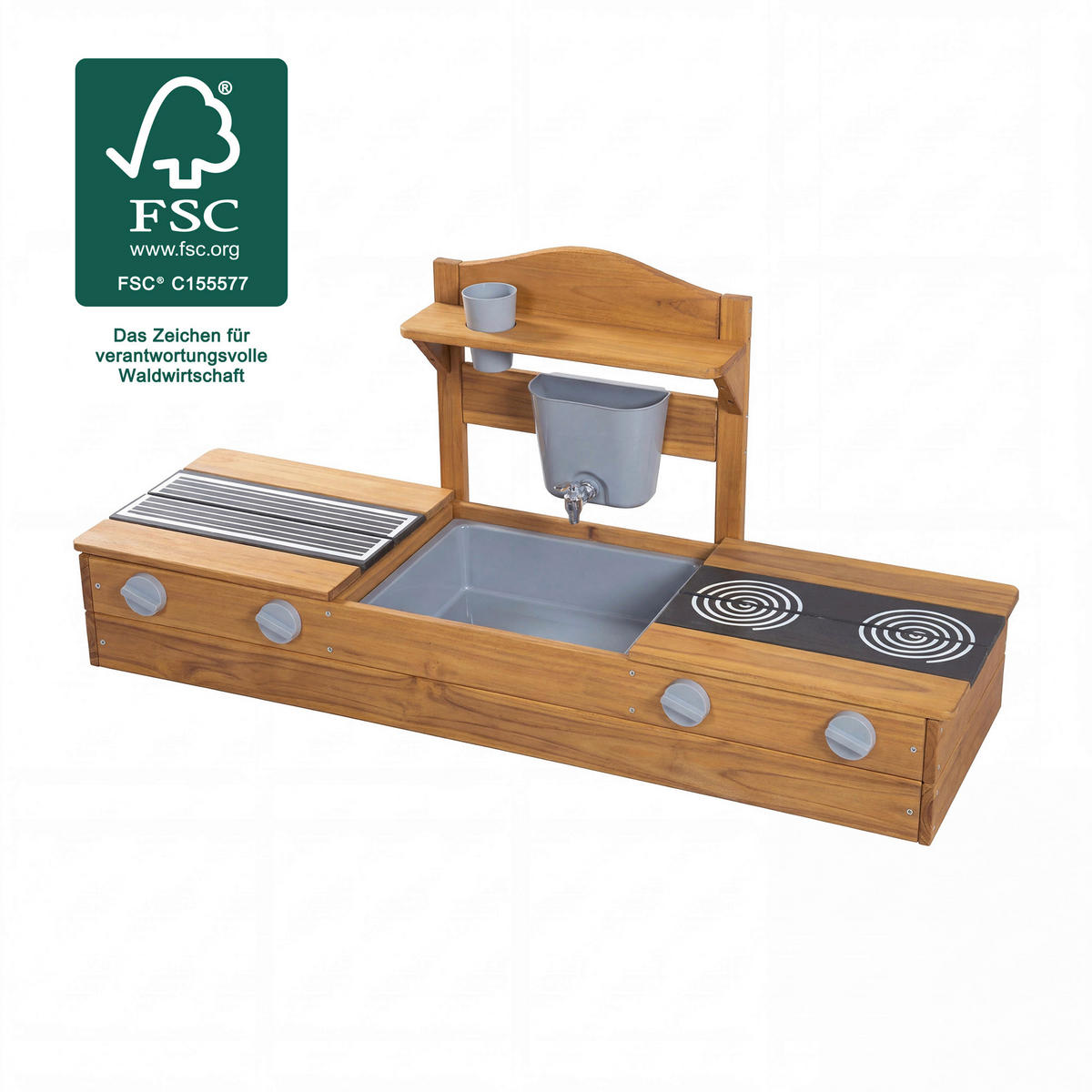 SANDKASTEN  - Teakfarben, Basics, Holz/Kunststoff (116/54/37cm) - Roba