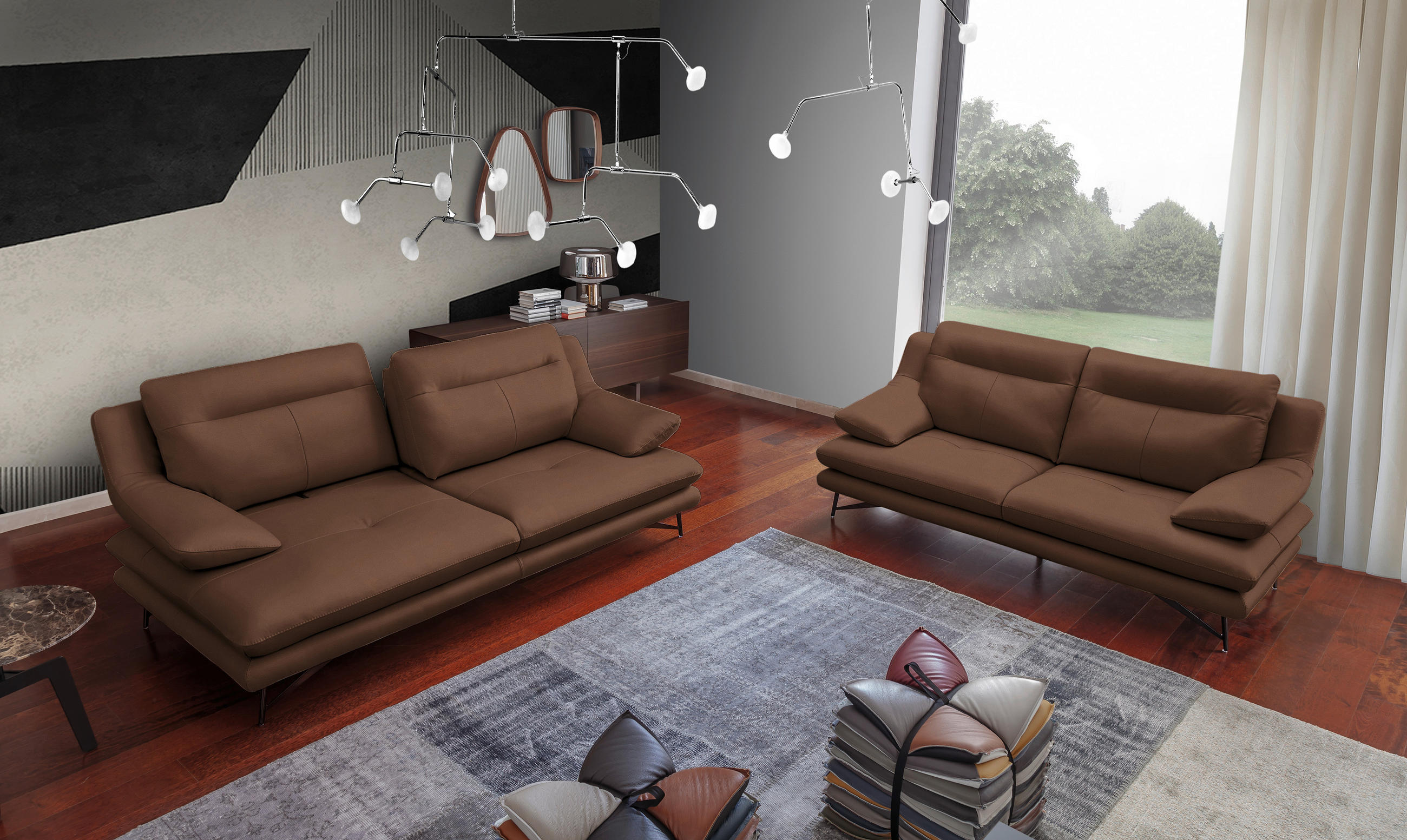 3-SITZER-SOFA in Leder Cognac  - Cognac, Design, Leder/Metall (215/90/109cm)