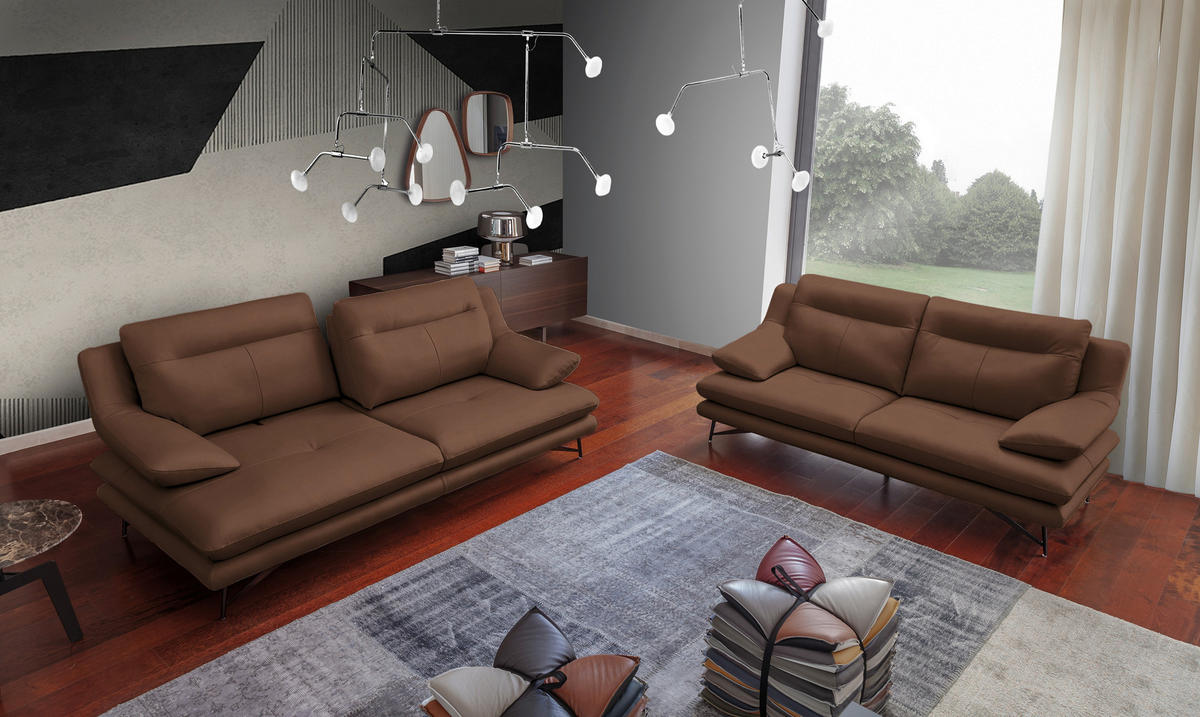 3-SITZER-SOFA in Leder Cognac  - Cognac, Design, Leder/Metall (215/90/109cm)