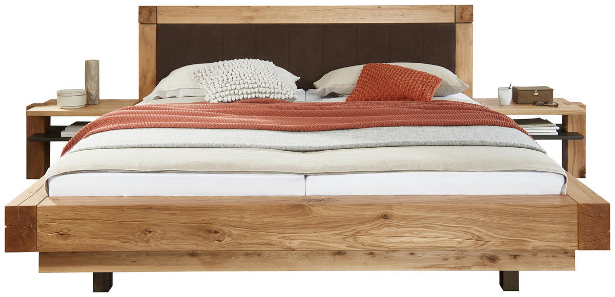 BETTANLAGE - Eichefarben/Dunkelbraun, Natur, Holz/Textil (180/200cm) - Valnatura