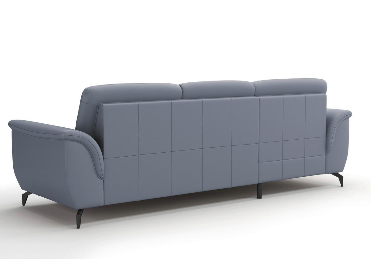 ECKSOFA in Echtleder Graublau  164/262 cm  - Graublau/Schwarz, MODERN, Leder/Metall (164/262cm) - Sit & More