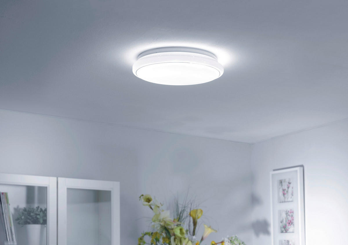 LED-DECKENLEUCHTE JUPITER 44/44/10 cm   - Weiß, Design, Kunststoff/Metall (44/44/10cm)