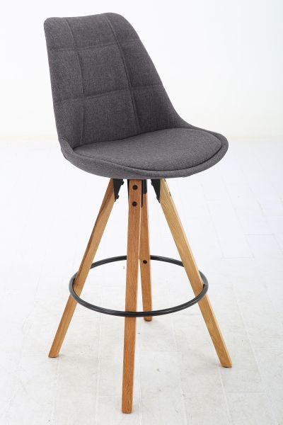 BARSKI STOL, barve hrasta, temno siva  - temno siva/barve hrasta, Moderno, les (49/113,5/56cm) - Hom`in