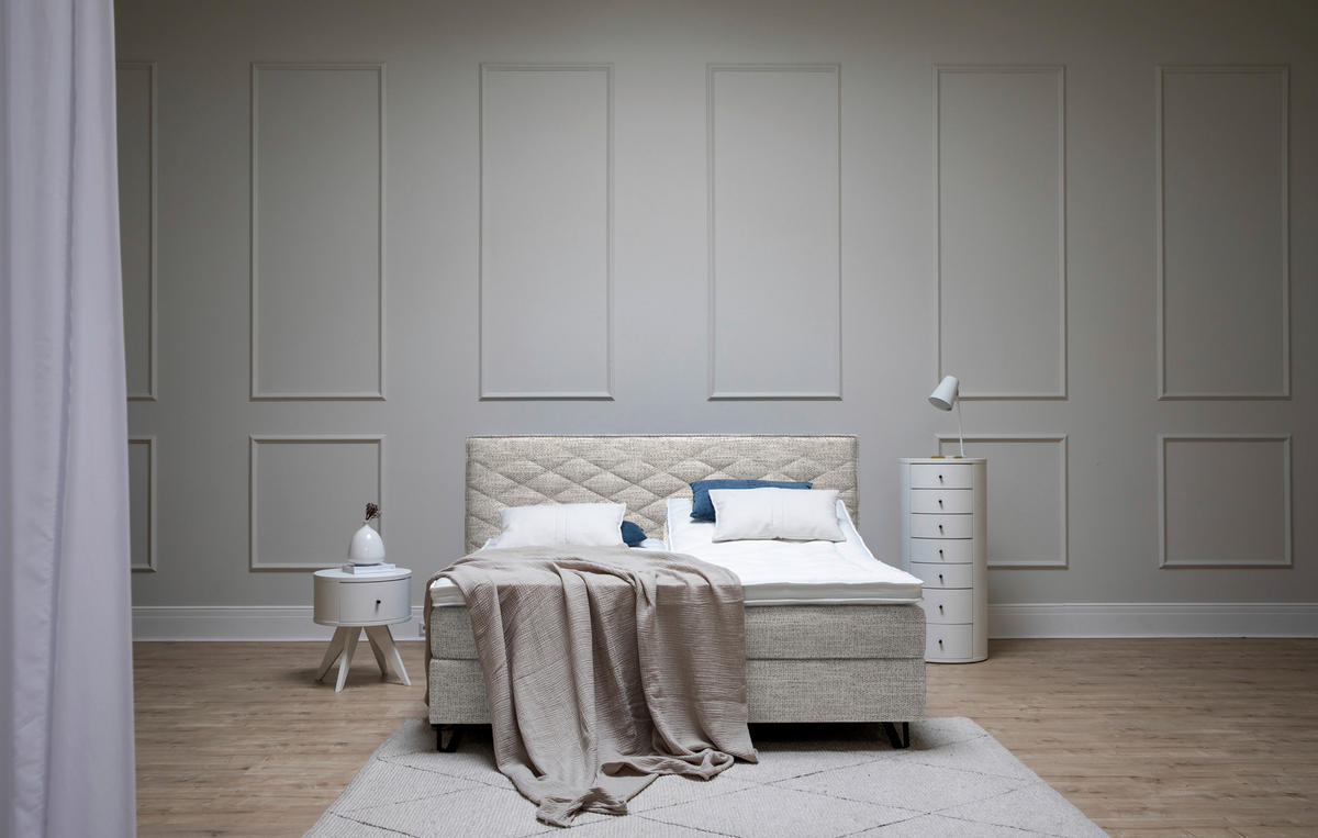 BOXSPRINGBETT 160/200 cm  in Hellgrau  - Hellgrau/Schwarz, KONVENTIONELL, Holz/Textil (160/200cm) - Sjöholm