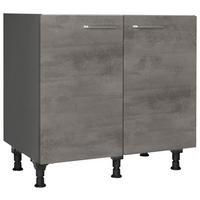 SPÜLENUNTERSCHRANK 90/87/56 cm  in Schieferfarben  - Schieferfarben/Edelstahlfarben, MODERN, Holzwerkstoff/Metall (90/87/56cm) - Nobilia