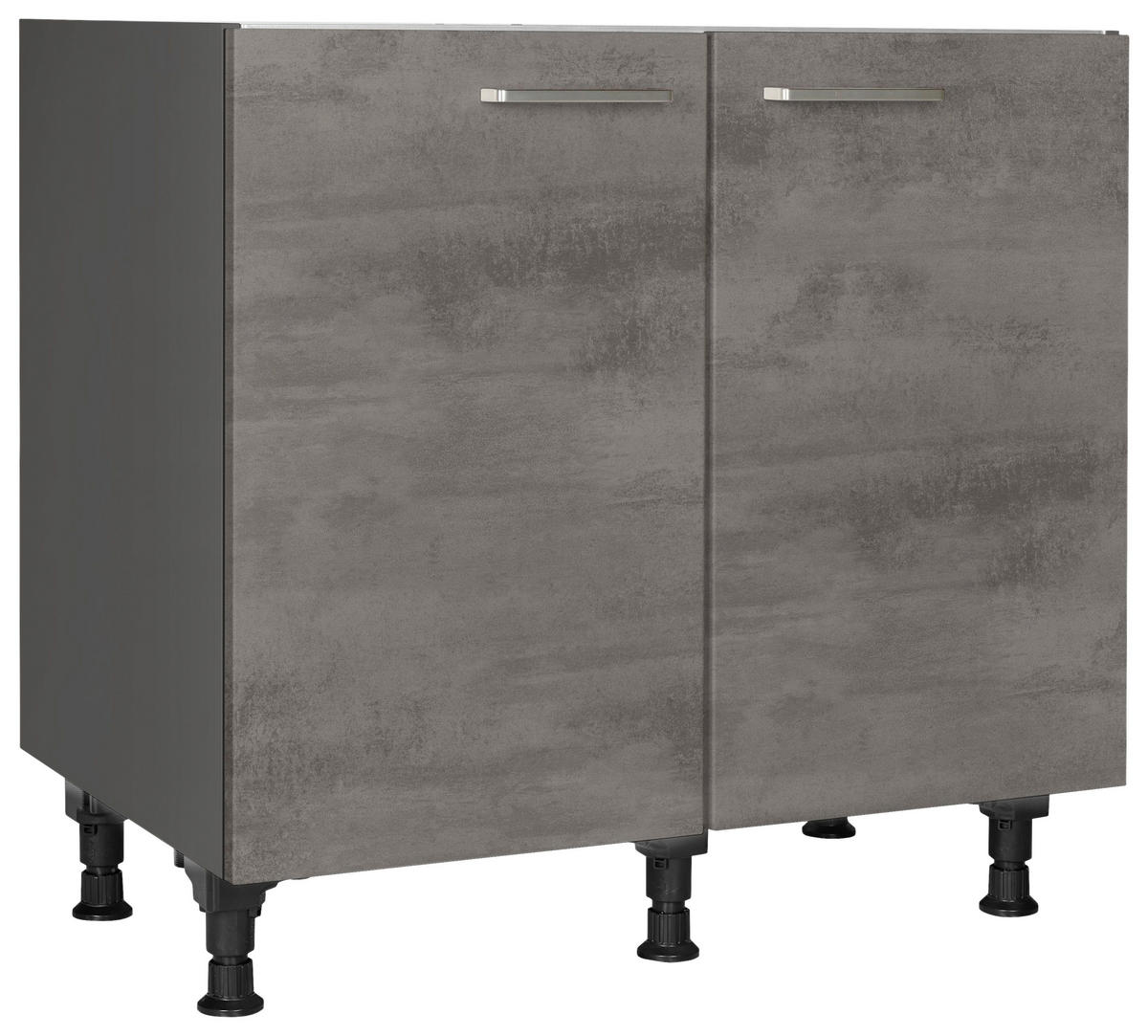 SPÜLENUNTERSCHRANK 90/87/56 cm  in Schieferfarben  - Schieferfarben/Edelstahlfarben, MODERN, Holzwerkstoff/Metall (90/87/56cm) - Nobilia