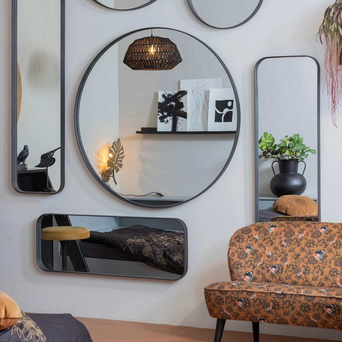 WANDSPIEGEL 40/170/5 cm    in rechteckig  - Schwarz, Basics, Glas/Metall (40/170/5cm) - Livetastic