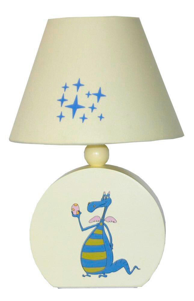 BORDSLAMPA FÖR BARN - gul, Basics, trämaterial/textil (17/17/20cm)