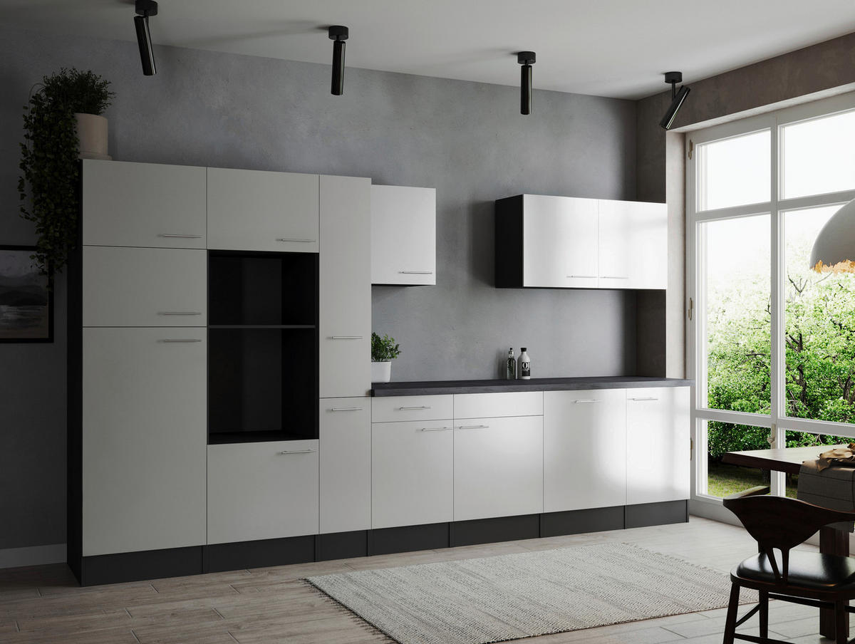 MODULKÖK UTAN VITVAROR 370 cm   i grå, vit  - vit/silver, Design, metall/trämaterial (370cm) - Respekta