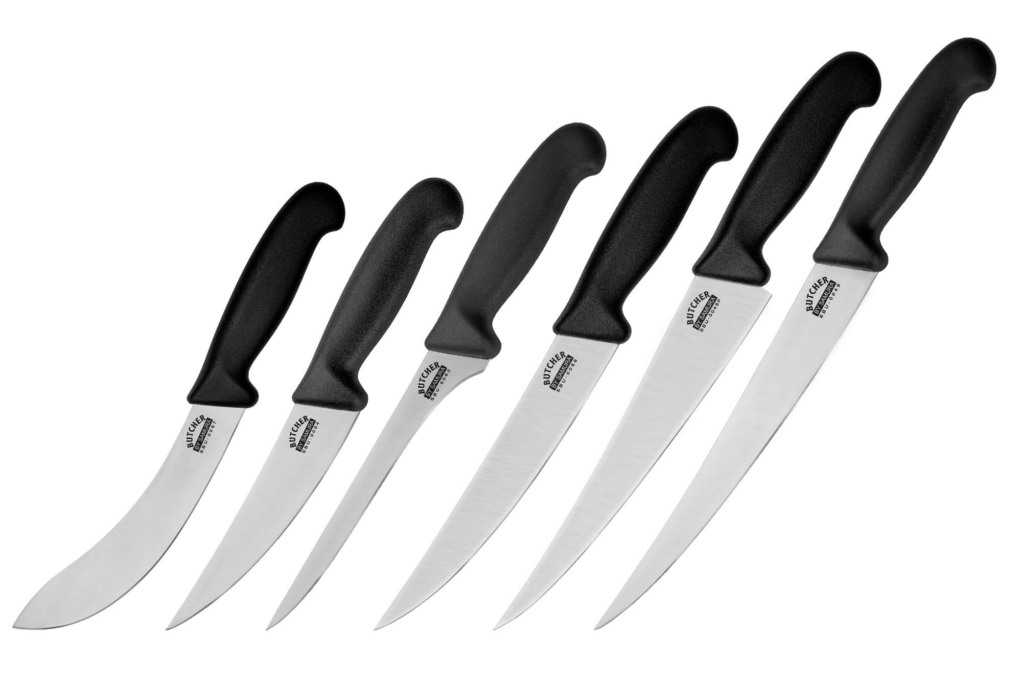 SET NOŽEV  BUTCHER 6-delni - srebrne barve/črna, Basics, kovina/umetna masa - Samura