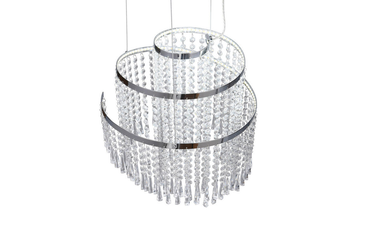 LED-HÄNGLAMPA 38/150 cm  - kromfärg/transparent, Klassisk, metall/plast (38/150cm)
