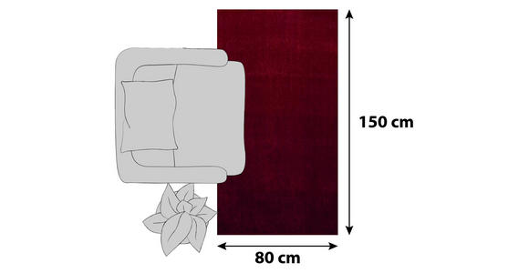 HOCHFLORTEPPICH 80/150 cm ATA 7000  - Rot, Design, Textil (80/150cm) - Novel