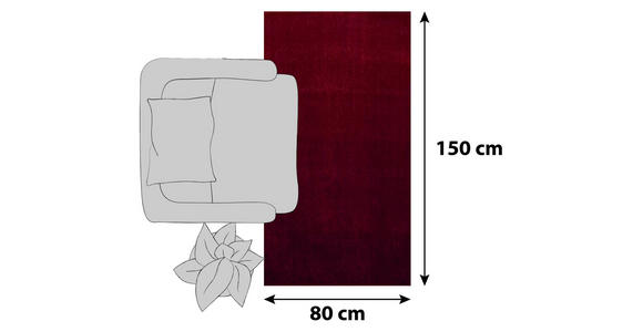 HOCHFLORTEPPICH 80/150 cm ATA 7000 Rot - Rot, Design, Textil (80/150cm) - Novel
