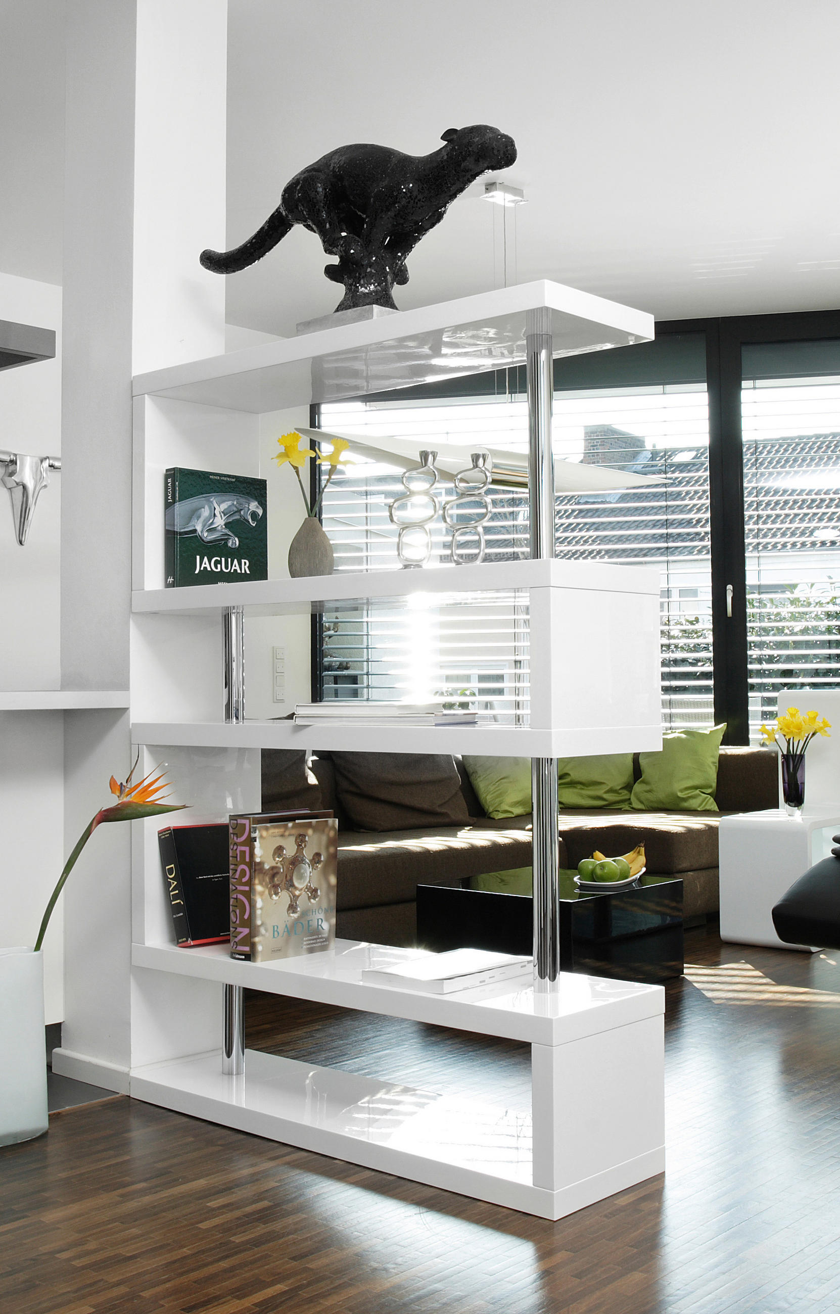 RAUMTEILER - Weiß Hochglanz, Design, Holzwerkstoff/Metall (120/165/35cm) - Livetastic